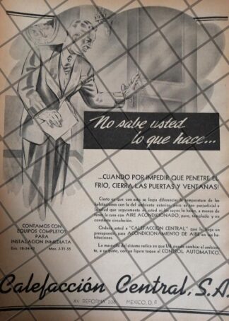 CARTEL PUBLICITARIO ANTIGUO. CALEFACCION CENTRAL S.A 1942