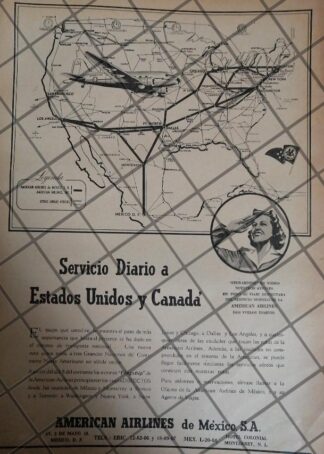 CARTEL ANTIGUO AMERICAN AIRLINES 1942 1192