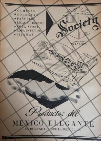 CARTEL PUBLICITARIO ANIGUO CAMISAS SOCIETY 1942