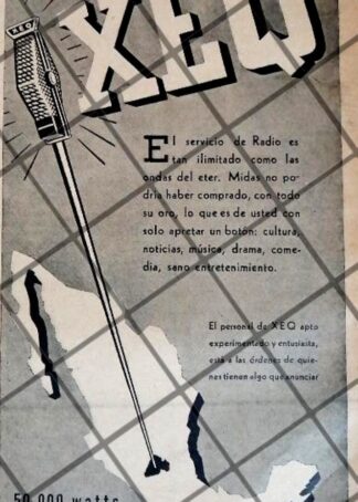 AFICHE RETRO. RADIO DIFUSORA XEQ. 1942 136