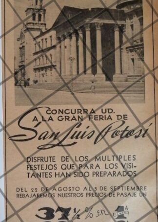 CARTEL ANTIGUO FERROCARRILES NACIONALES /SAN LUIS POTOSI 42