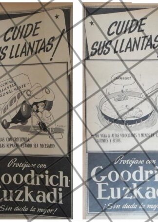 2 CARTELES RETRO LLANTAS GOODRICH DIBUJO DE BISMARCK MIER