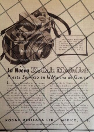 CARTEL PUBLICITARIO ANTIGUO CAMARAS KODAK MEDALIST 1944