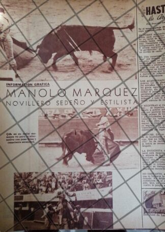 AFICHE ANTIGUO EL TORERO JOAQUIN MARQUES EN MEXICO 1954 2