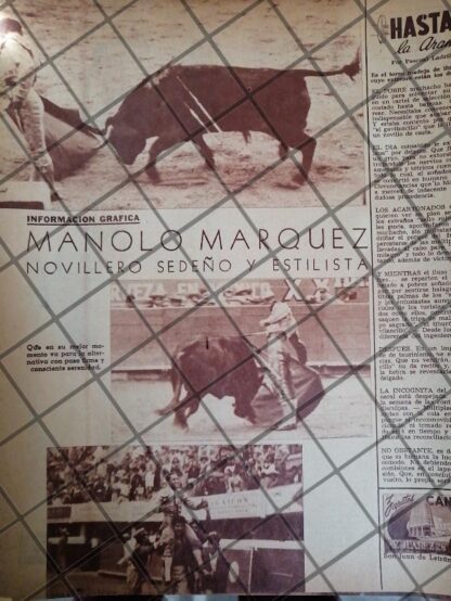 AFICHE ANTIGUO EL TORERO JOAQUIN MARQUES EN MEXICO 1954 2