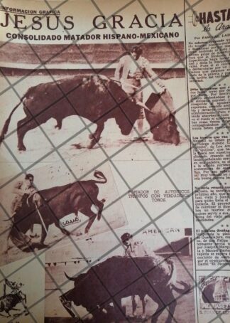 AFICHE ANTIGUO TORERO JESUS GRACIA PINA 1954 4