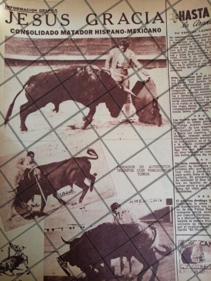 AFICHE ANTIGUO TORERO JESUS GRACIA PINA 1954 4