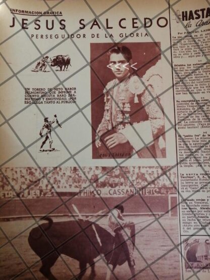 AFICHE ANTIGUO INICIOS DEL TORERO JESUS SALCEDO 1954