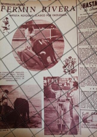 AFICHE ANTIGUO TORERO FERMIN RIVERA SR. 1954 2