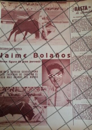 AFICHE ANTIGUO TORERO JAIME BOLAÑOS. 1954 2