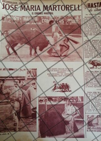 AFICHE ANTIGUO TORERO JOSE MARIA MARTORELL EN MEXICO 1954
