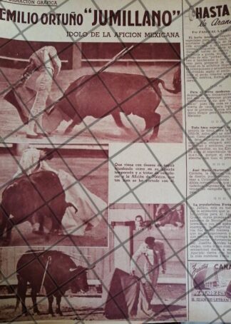 AFICHE ANTIGUO TORERO EMILIO ORTUÑO /JUMILLANO 1954