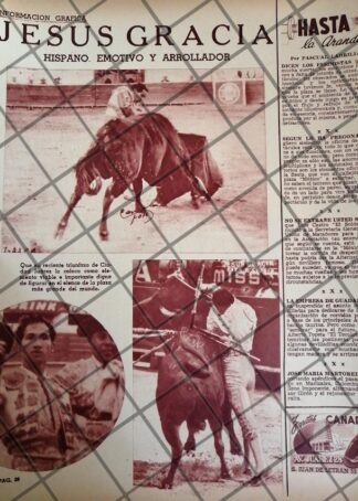AFICHE ANTIGUO TORERO JESUS GRACIA PINA 1954 3