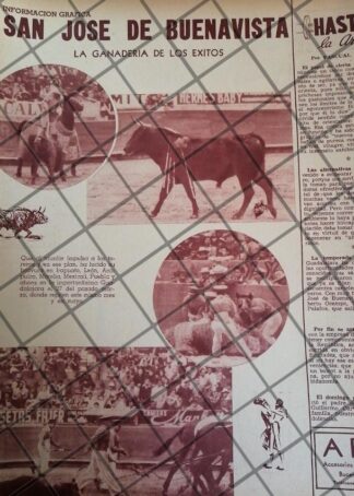 AFICHE ANTIGUO GANADERIA SAN JOSE DE BUENA VISTA. 1954