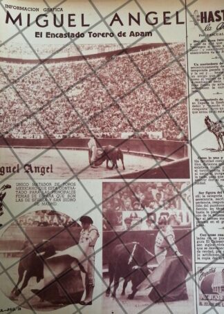 AFICHE ANTIGUO TORERO MIGUEL ANGEL GARCIA 1954