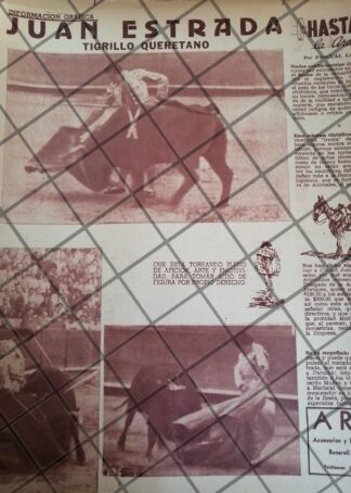 AFICHE ANTIGUO EL TORERO JUAN ESTRADA LARA 1954