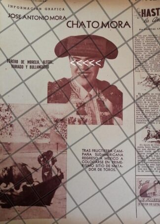 AFICHE ANTIGUO TORERO JOSE ANTONIO MORA EL CHATO 1954