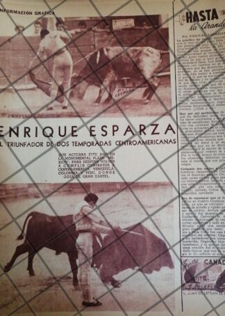 AFICHE ANTIGUO INICIOS DEL TORERO ENRIQUE ESPARZA. 1953