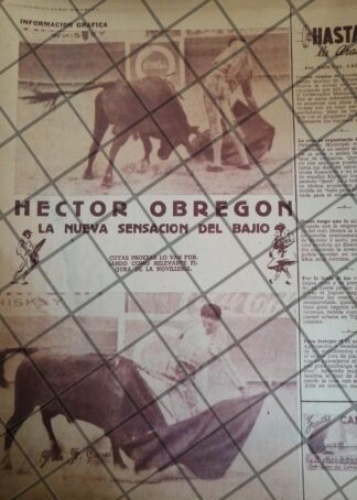 AFICHE ANTIGUO INICIOS DEL TORERO HECTOR OBREGON V. 1953