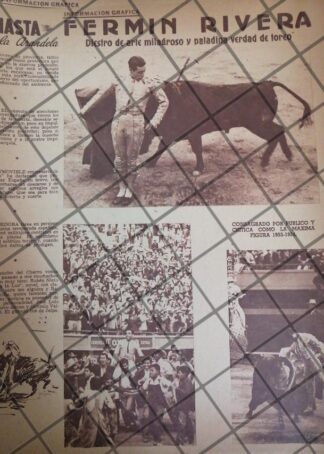 AFICHE ANTIGUO TORERO FERMIN RIVERA SR. 1954