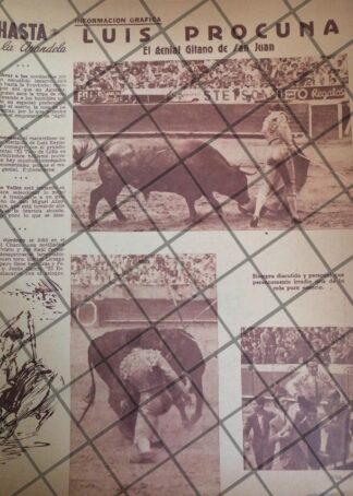 AFICHE ANTIGUO TORERO LUIS PROCUNA MONTES. 1950s