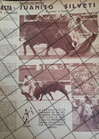 AFICHE ANTIGUO TORERO. JUAN SILVETI REYNOSO. 1950s