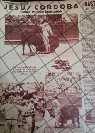 AFICHE ANTIGUO TORERO. JESUS CORDOBA RAMIREZ. 1950s