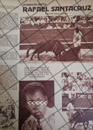 AFICHE ANTIGUO TORERO. RAFAEL SANTACRUZ (PERU) 1954