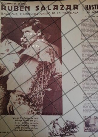 AFICHE ANTIGUO INICIOS DEL TORERO RUBEN SALAZAR 1953