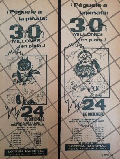 4 AFICHES PUBLICITARIOS LOTERIA NACIONAL 1965 LA PIÑATA - Image 3
