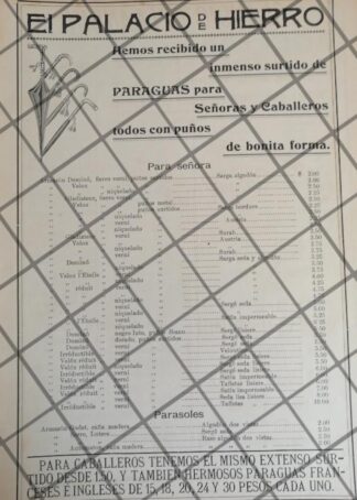 CARTEL PUBLICITARIO ANTIGUO EL PALACIO DE HIERRO 1907 -74