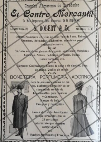 CARTEL ANTIGUO TIENDA EL CENTRO MERCANTIL 1907 -27