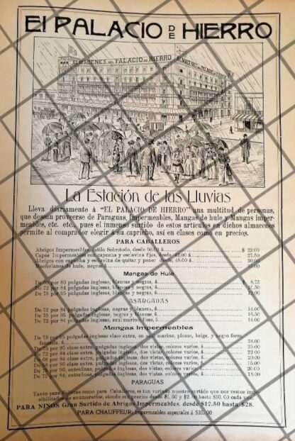 CARTEL PUBLICITARIO ANTIGUO EL PALACIO DE HIERRO 1907 -76