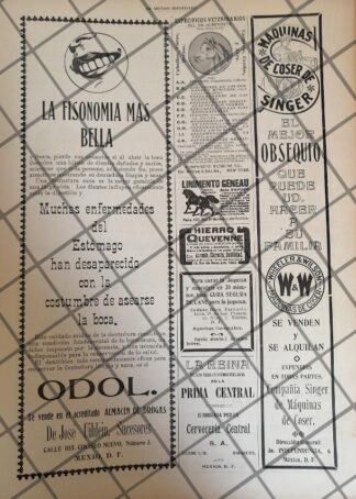 CARTEL ANTIGUO DROGUERIA JOSE UIHLEIN / SINGER Y MAS 1907
