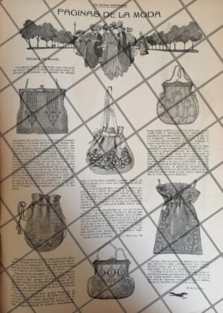 AFICHE ANTIGUO BOLSOS DE DAMA DE 1907