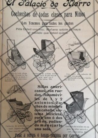 CARTEL ANTIGUO CARRIOLAS DEL PALACIO DE HIERRO 1907