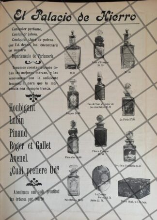 CARTEL ANTIGUO EL PALACIO DE HIERRO PERFUMERIA 1907 -80