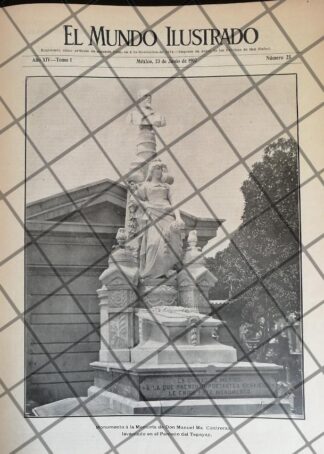 PORTADA ANTIGUA. TUMBA DE MANUEL M. CONTRERAS 1907