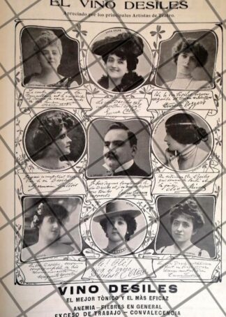 RARISIMO CARTEL PUBLICITARIO ENRICO CARUSO Y ARTISTAS VINO DESILES