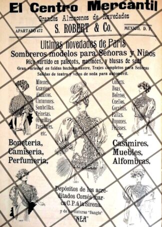 CARTEL ANTIGUO MUEBLES TIENDA EL CENTRO MERCANTIL 1907 -31
