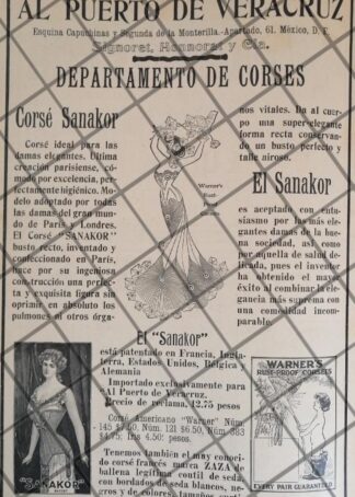 PUBLICIDAD ANTIGUA TIENDA EL PUERTO DE VERACRUZ 1907 /21