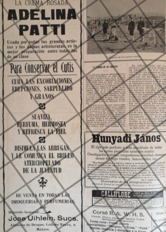 CARTEL DE PUBLICIDAD ANTIGUA 1907 -ADELINA PATTI Y OTROS