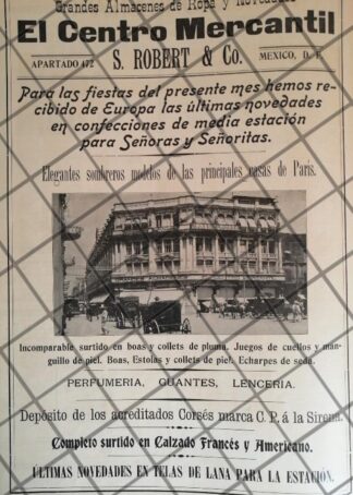 CARTEL ANTIGUO TIENDA EL CENTRO MERCANTIL 1907 -33