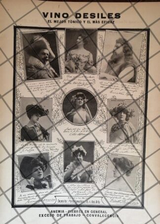 CARTEL PUBLICITARIO VINO DESILES Y CANTANTES DE OPERA 1907 4