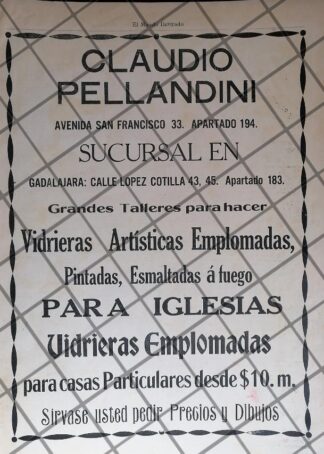CARTEL ANTIGUO CASA CLAUDIO PELLANDINI 1910 /15