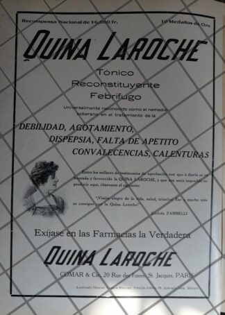 CARTEL ANTIGUO QUINA LAROCHE Y CARLOTA ZAMBELLI 1910