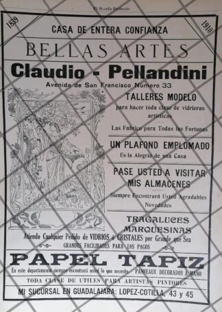 CARTEL ANTIGUO CASA CLAUDIO PELLANDINI 1910 /16