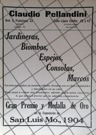 CARTEL ANTIGUO CASA CLAUDIO PELLANDINI 1910 /17
