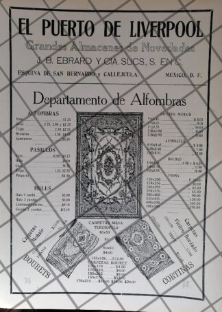 CARTEL ANTIGUO TIENDA EL PUERTO DE LIVERPOOL 1910 -47