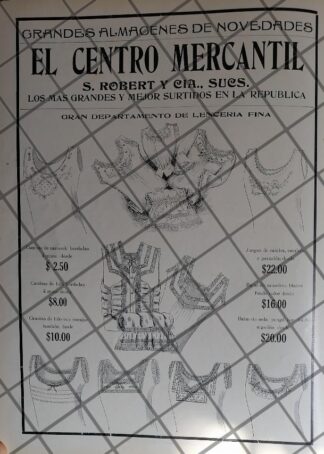 CARTEL ANTIGUO TIENDA EL CENTRO MERCANTIL 1910 -19